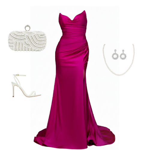 Ophelia fitted strapless V-neck gown with gathered waist and leg slit – Ever After Bridal Atlanta