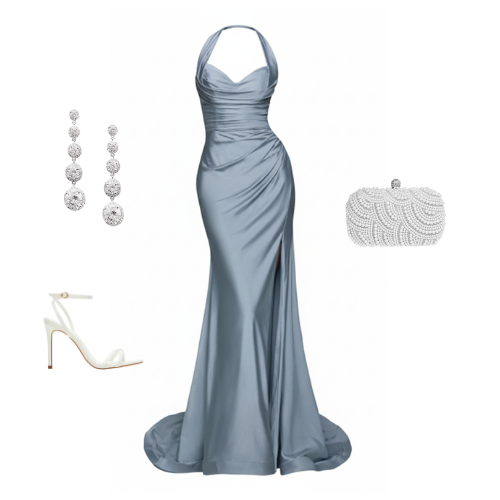 Allure satin halter-neck gown with ruched sweetheart bodice and mermaid hem – Ever After Bridal Atlanta