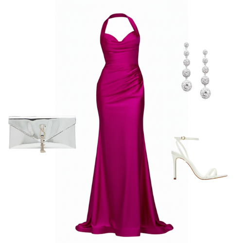 Allure satin halter-neck gown with ruched sweetheart bodice and mermaid hem – Ever After Bridal Atlanta