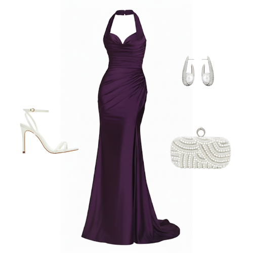 Allure satin halter-neck gown with ruched sweetheart bodice and mermaid hem – Ever After Bridal Atlanta