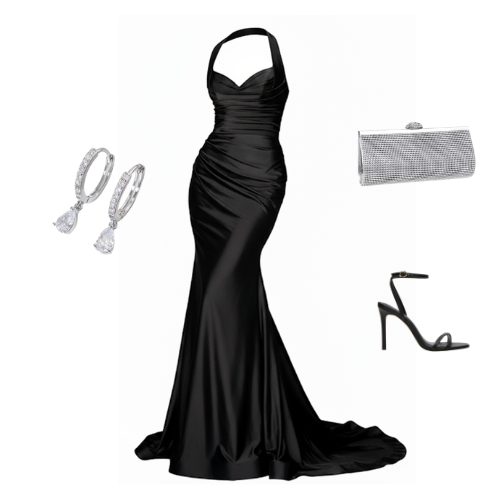 Allure satin halter-neck gown with ruched sweetheart bodice and mermaid hem – Ever After Bridal Atlanta