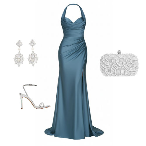 Allure satin halter-neck gown with ruched sweetheart bodice and mermaid hem – Ever After Bridal Atlanta