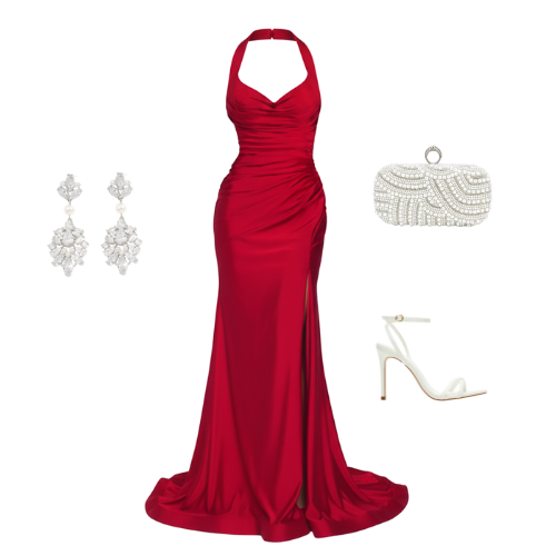 Allure satin halter-neck gown with ruched sweetheart bodice and mermaid hem – Ever After Bridal Atlanta