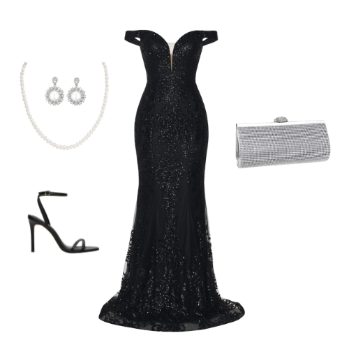 Luminara off-shoulder corset gown with sweep train