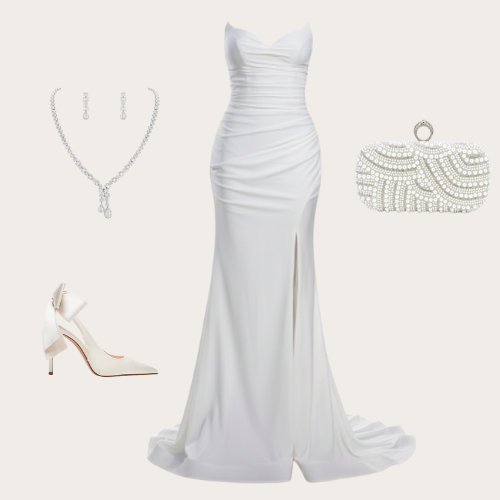 Seraphina satin bridal gown with asymmetrical strapless neckline