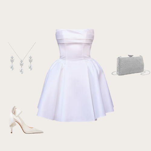 Summer bridal gown with pleated neckline
