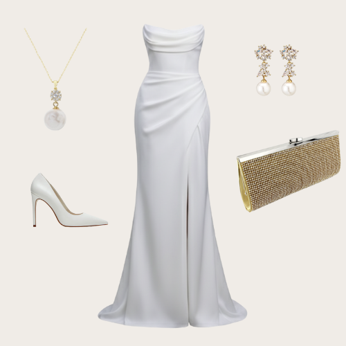 Vivienne strapless neoprene gown with scoop neckline