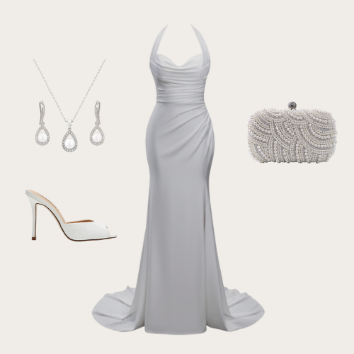 Allure satin wedding gown with halter sweetheart neckline