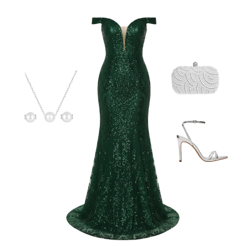 Luminara off-shoulder corset gown with sweep train